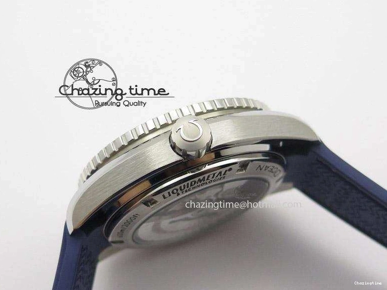 0307 HighPerformance Seamaster Planet Ocean GMT 600M Blue Dial SS On Blue Rubber Strap A 8278